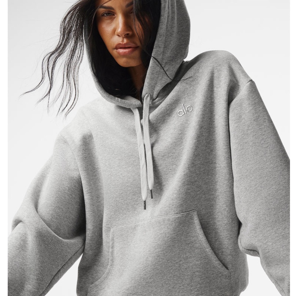 Alo Yoga Accolade hoodie sweatshirt gray athleisure XS